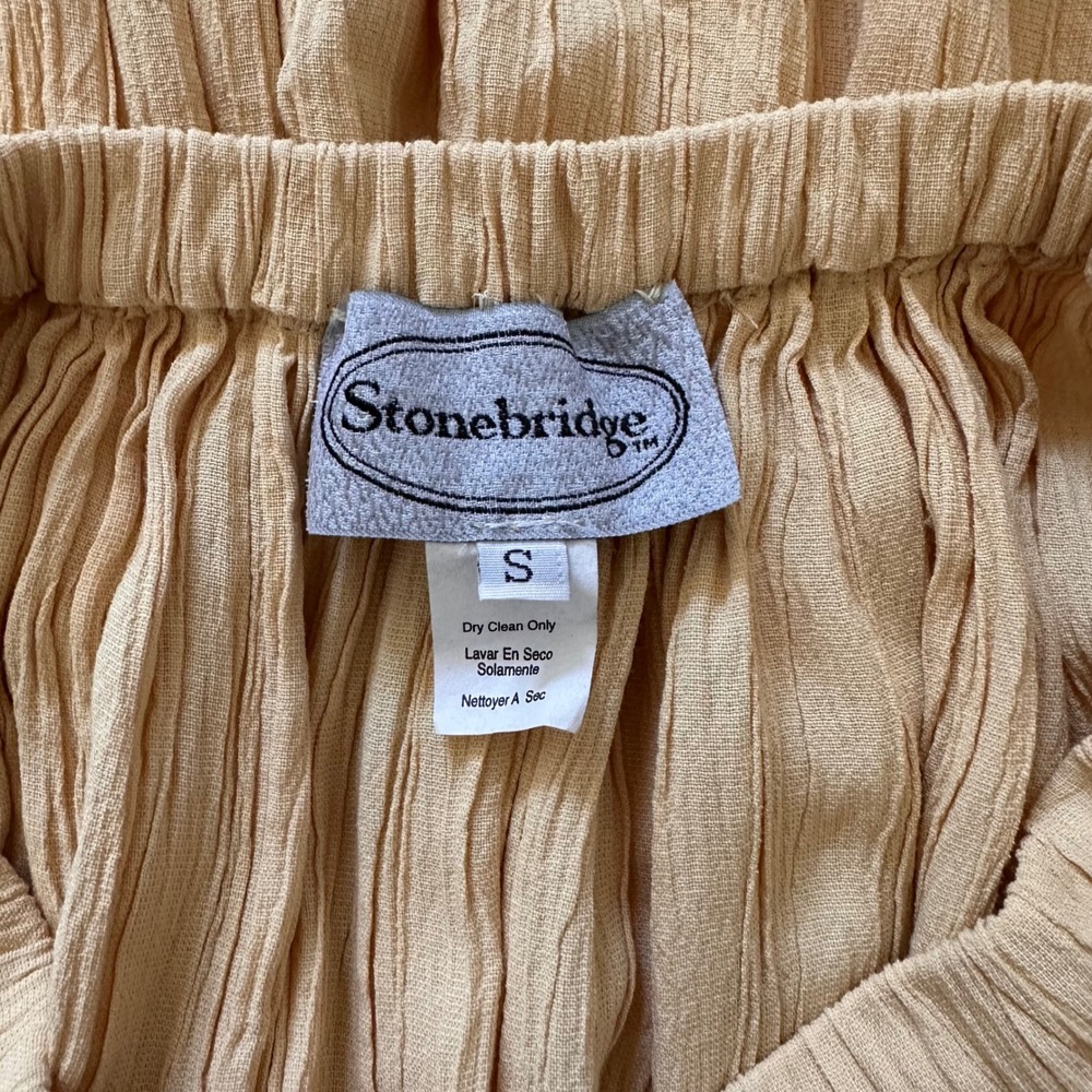 Stonebridge Tan Crinkle Tiered Maxi Skirt Silver Studded Boho Western Small - Picture 5 of 7